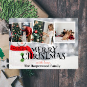 Elegante sneeuwpop vreugde Kerstmis Familie Foto C Feestdagenkaart