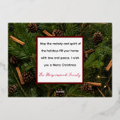 Elegante sneeuwpop vreugde Kerstmis Familie Foto C Folie Feestdagenkaart (Achterkant)