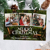 Elegante sneeuwpop vreugde Kerstmis Familie Foto C Folie Feestdagenkaart