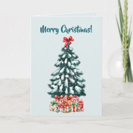 Elegante Sneeuwrijke Kerstboom Mintgroen Kaart
