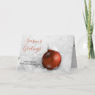 Elegante Sneeuwscène Oranje Ornament Bedrijfs Kers Feestdagen Kaart