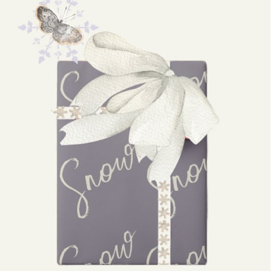 Elegante sneeuwscript suikerpruim paarse botercrèm cadeaupapier
