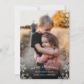 Elegante sneeuwval rand kerst foto feestdagenkaart (Voorkant)