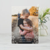 Elegante sneeuwval rand kerst foto feestdagenkaart (Staand voorkant)