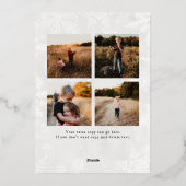 Elegante sneeuwvalrand kerstfoto folie feestdagenkaart (Achterkant)