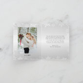Elegante Sneeuwvlok 2-Foto Winter Bruiloft Bedankt (Binnen)