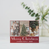 Elegante Sneeuwvlok 3 Foto Collage Kerstmis  Feestdagenkaart (Staand voorkant)