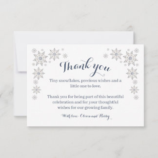 Elegante Sneeuwvlok Baby Shower Bedankkaart