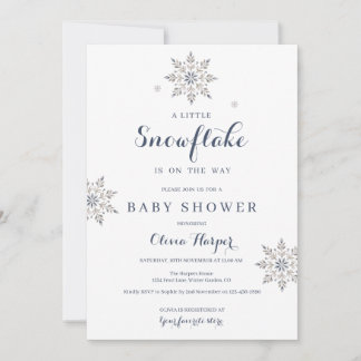Elegante Sneeuwvlok Baby Shower Uitnodiging