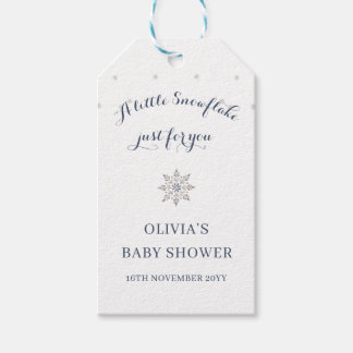 Elegante Sneeuwvlok Baby Shower Uitnodiging Cadeaulabel