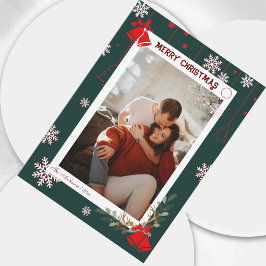 Elegante sneeuwvlok bloemenvrolijke kerstfoto feestdagenkaart