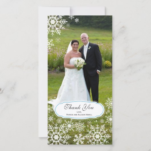 Elegante sneeuwvlok bruiloft Bedankt (Voorkant)