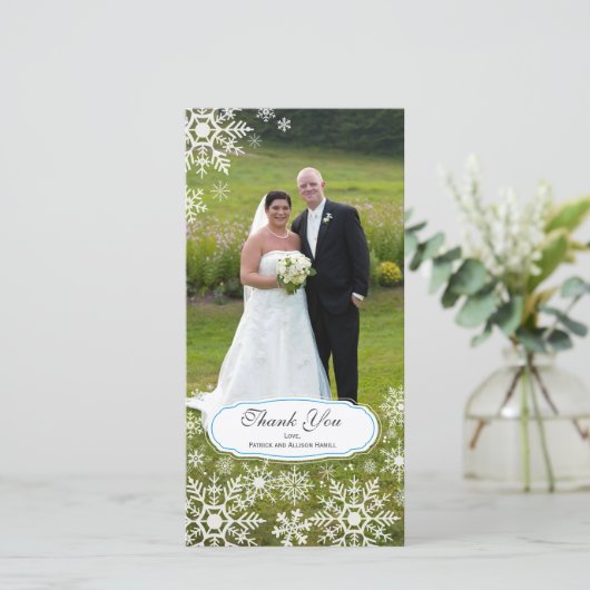 Elegante sneeuwvlok bruiloft Bedankt (Staand voorkant)