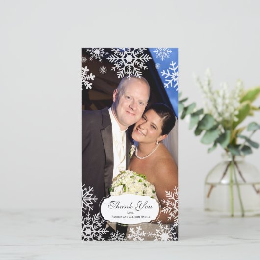 Elegante sneeuwvlok bruiloft Bedankt (Staand voorkant)