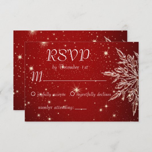 Elegante sneeuwvlok bruiloft RSVP kaartje (Voorkant / Achterkant)