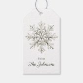 Elegante sneeuwvlok gepersonaliseerde kerst cadeaulabel (Voorkant)