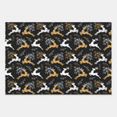 Elegante Sneeuwvlok Goud Wit Rendier Kerstmis Inpakpapier Vel (Voorkant 3)