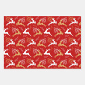 Elegante Sneeuwvlok Goud Wit Rendier Kerstmis Inpakpapier Vel (Voorkant)