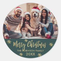 Elegante Sneeuwvlok Groen en Goud Foto Kerstmis