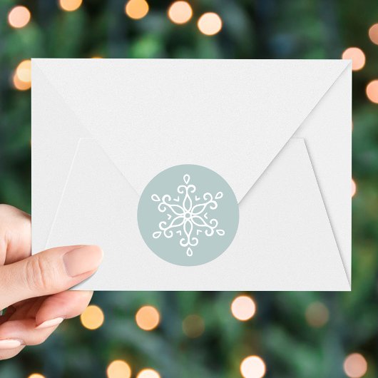 Elegante Sneeuwvlok Ice Blue Vakantie Ronde Sticker