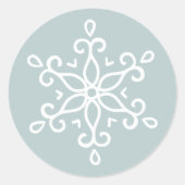 Elegante Sneeuwvlok Ice Blue Vakantie Ronde Sticker (Voorkant)
