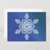 Elegante sneeuwvlok in Deep Blue Sky Feestdagenkaart (Voorkant / Achterkant)