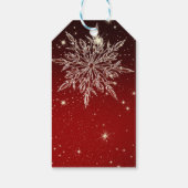 Elegante sneeuwvlok in rode bruiloft cadeaulabel (Achterkant)