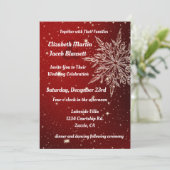 Elegante sneeuwvlok in rode bruiloft kaart (Staand voorkant)