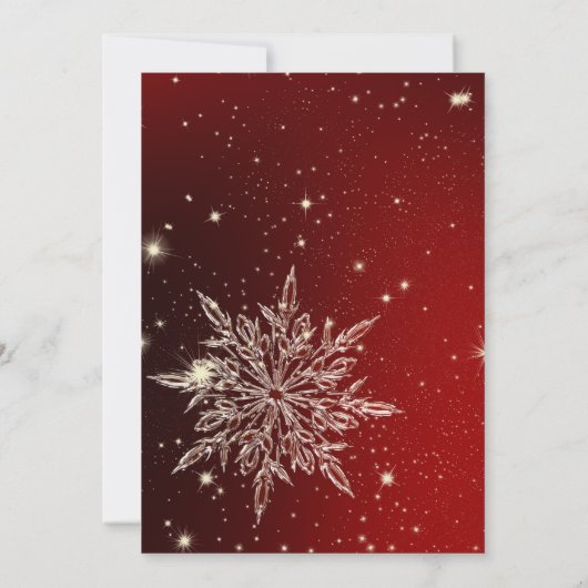 Elegante sneeuwvlok in rode bruiloft kaart (Achterkant)