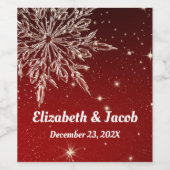 Elegante sneeuwvlok in rode bruiloft wijn etiket (Enkel label)