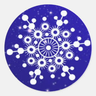 Elegante Sneeuwvlok Kerst Merry Winter Ronde Sticker