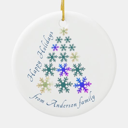 Elegante Sneeuwvlok Kerstboom Vakantie Keramisch Ornament (Achterkant)