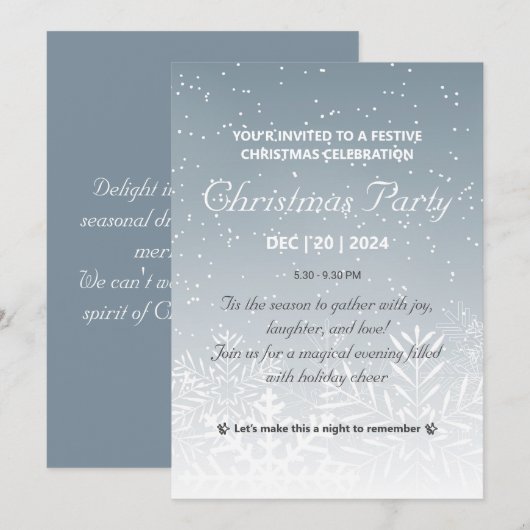 Elegante sneeuwvlok kerstfeest uitnodiging (Voorkant / Achterkant)