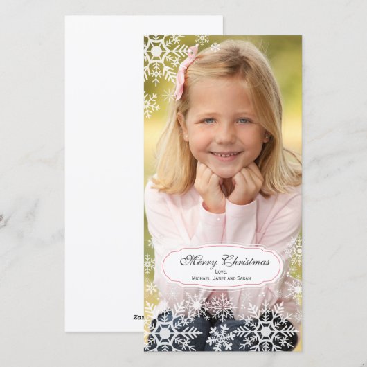 Elegante sneeuwvlok kerstfotokaart feestdagenkaart (Voorkant / Achterkant)