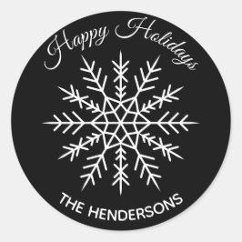 Elegante Sneeuwvlok Kerststicker Ronde Sticker