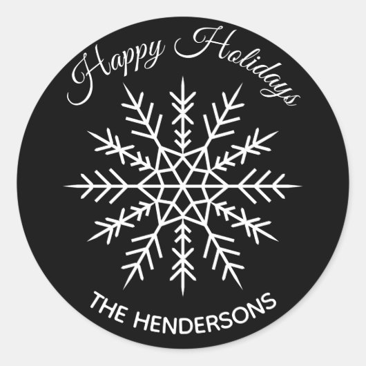 Elegante Sneeuwvlok Kerststicker Ronde Sticker (Voorkant)