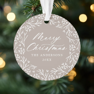 Elegante sneeuwvlok krans Bord Taupe foto Ornament