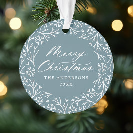 Elegante sneeuwvlok krans ijsblauw Kerstmis foto Ornament