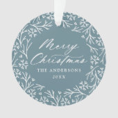 Elegante sneeuwvlok krans ijsblauw Kerstmis foto Ornament (voorkant)