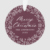 Elegante sneeuwvlok krans Paarse foto Ornament (voorkant)