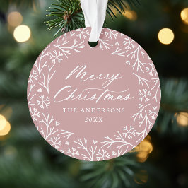 Elegante sneeuwvlok krans stoffige Roos foto Ornament