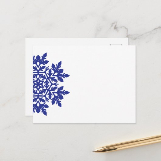 Elegante sneeuwvlok (middernacht) feestdagenkaart (Voorkant / Achterkant in situ)