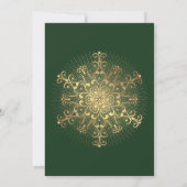 Elegante sneeuwvlok op groene winterbruiloft kaart (Achterkant)