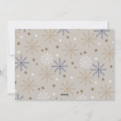 Elegante sneeuwvlok patroon beige familie foto feestdagenkaart (Achterkant)