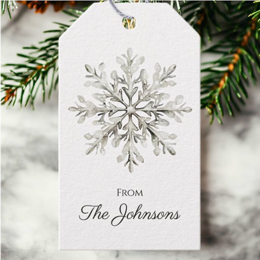 Elegante Sneeuwvlok Persoonlijke Kerstmis Cadeaulabel