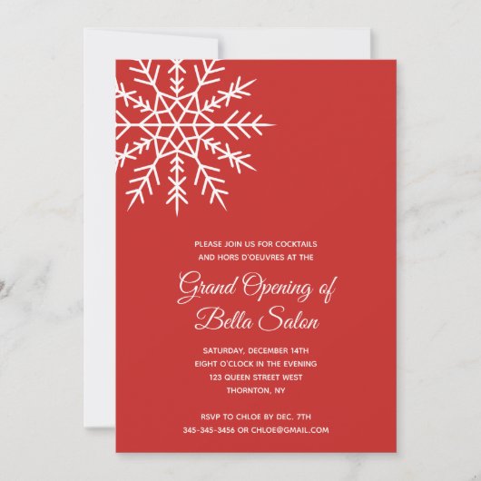 Elegante sneeuwvlok rode vakantie grote opening kaart (Voorkant)