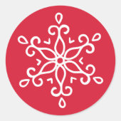 Elegante sneeuwvlok rode vakantie ronde sticker (Voorkant)