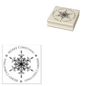Elegante sneeuwvlok rond Vrolijk Kerstfeest Rubberstempel (Gestempeld)