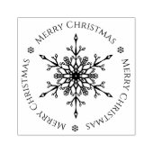 Elegante sneeuwvlok rond Vrolijk Kerstfeest Rubberstempel (Afrduk)