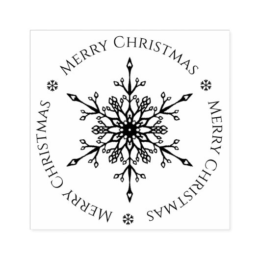 Elegante sneeuwvlok rond Vrolijk Kerstfeest Rubberstempel (Afrduk)
